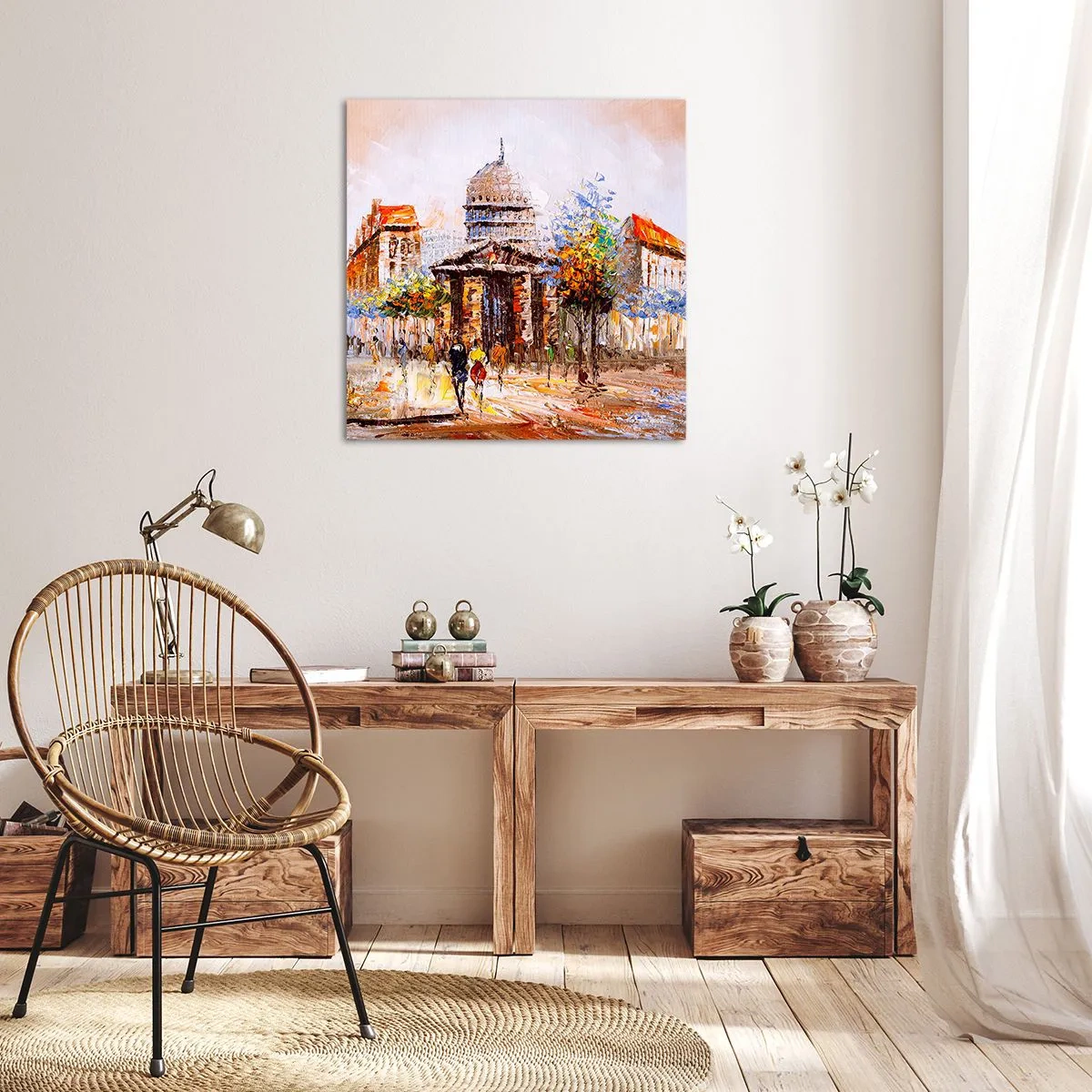 Quadro em tela - Passeio por Paris - 50x50 cm