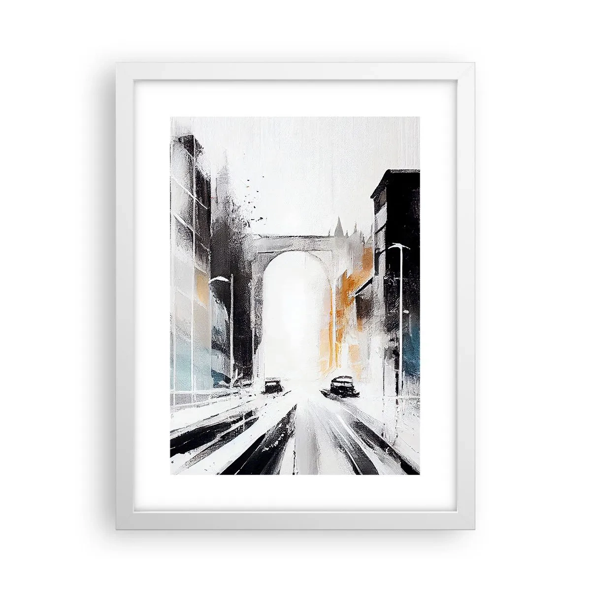 Pôster em moldura branca - Estudo da cidade: arquitetura e movimento - 30x40 cm