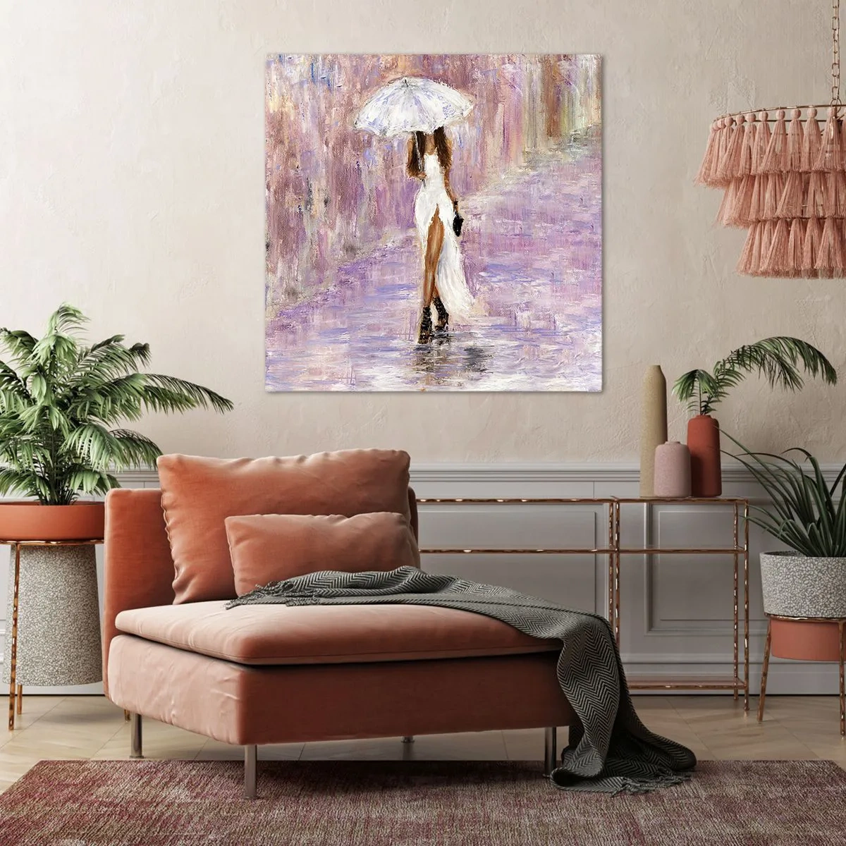 Quadro em tela - Na chuva lilás - 70x70 cm