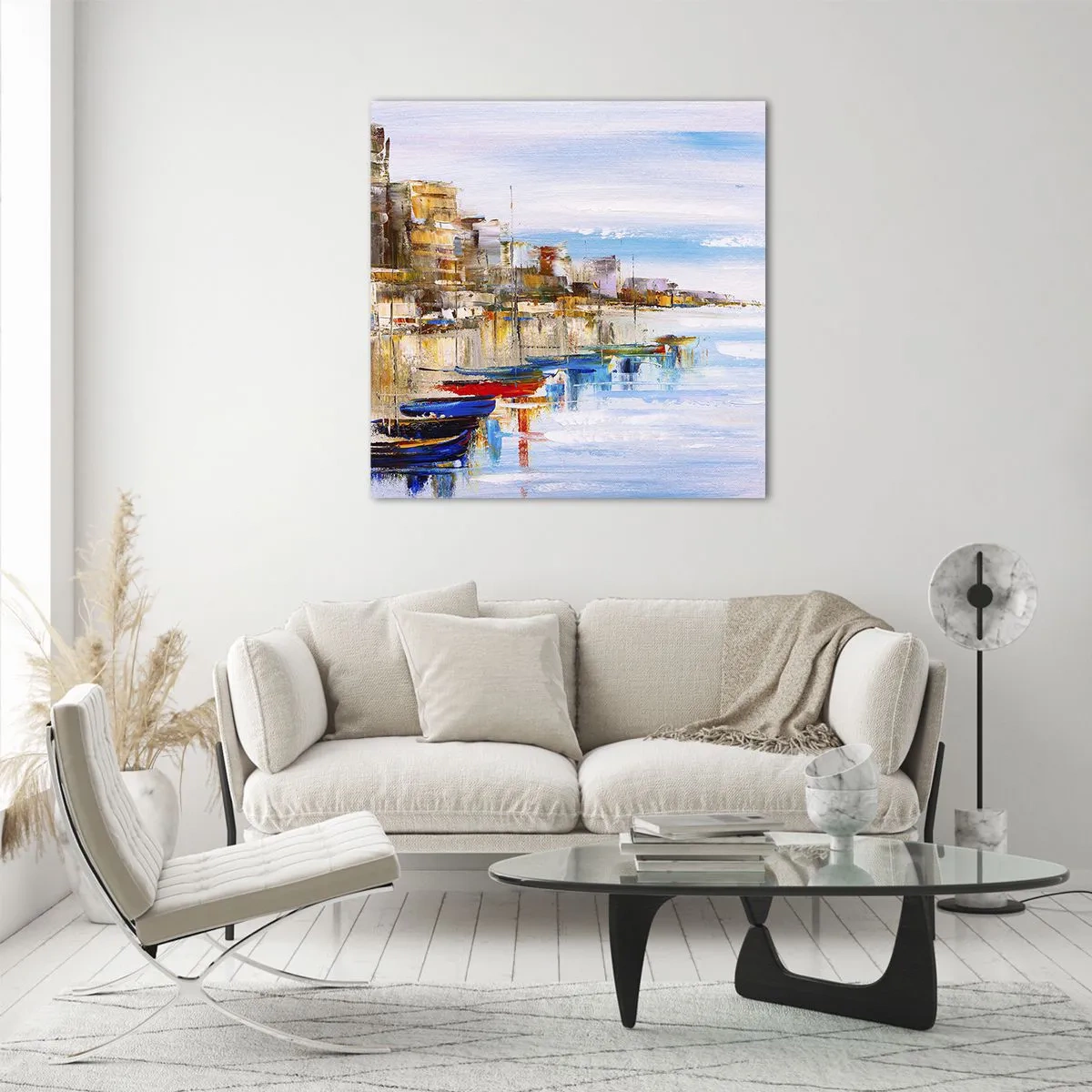 Quadro em vidro - Um refúgio urbano multicolorido - 30x30 cm