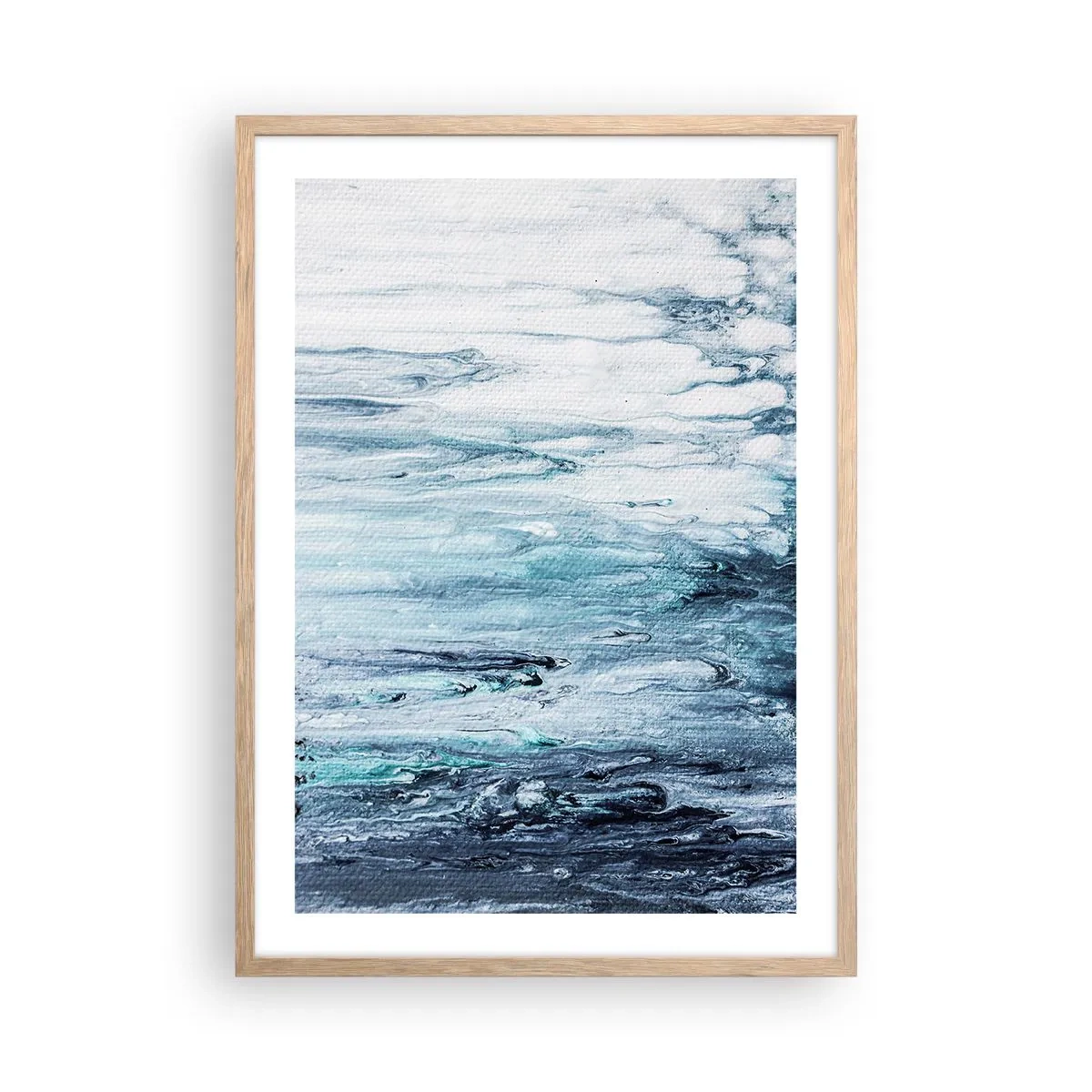 Pôster com moldura de carvalho claro - Estalactites em azul - 50x70 cm