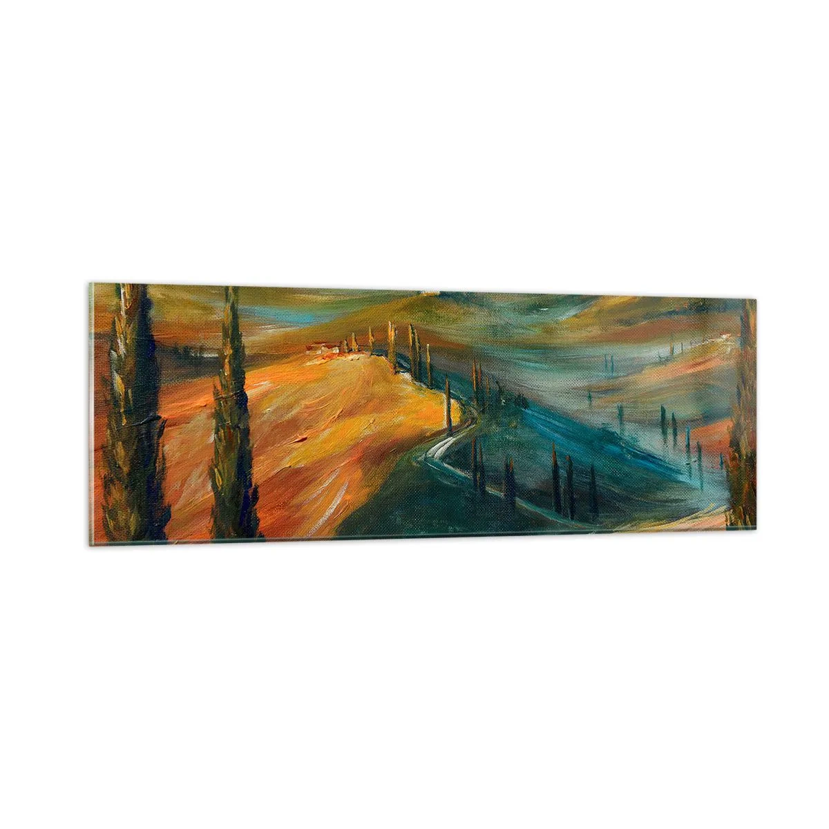 Quadro em vidro - Paisagem da Toscana - 90x30 cm