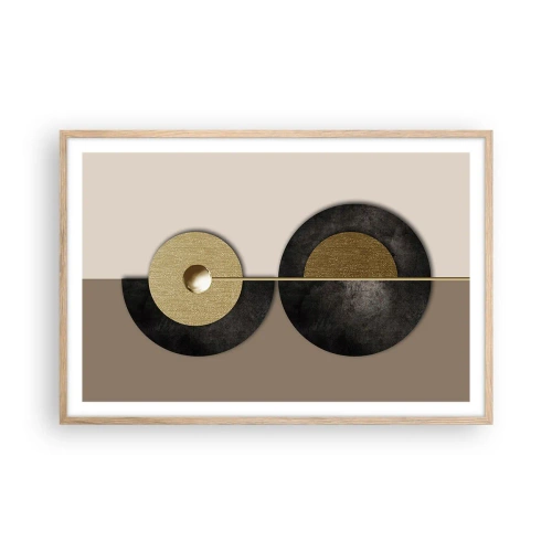 Pôster com moldura de carvalho claro - Variações ao redor do círculo - 91x61 cm