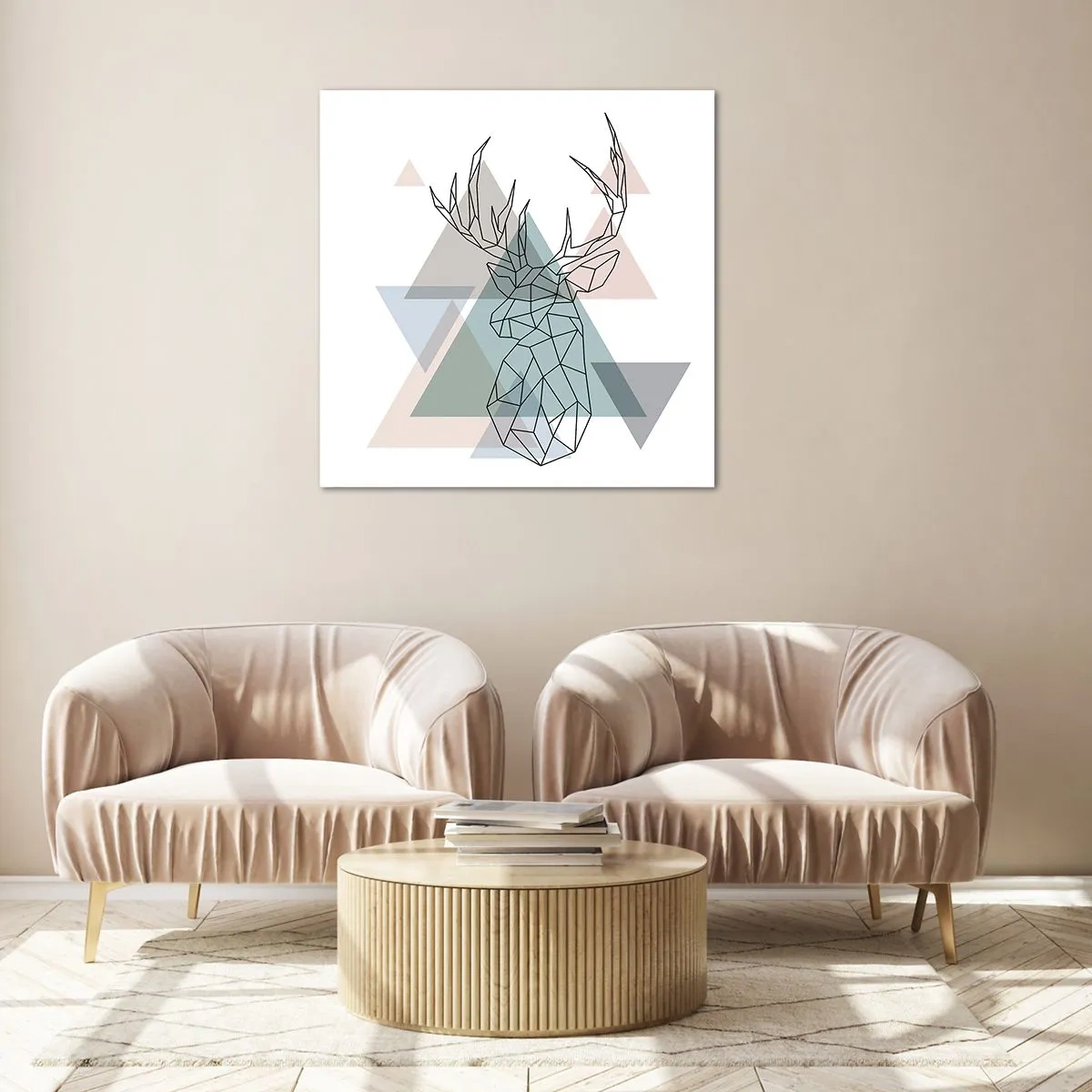 Quadro em vidro - Numa floresta geométrica - 70x70 cm