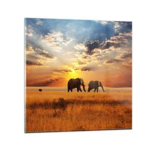 Quadro em vidro - Caminhada em família - 50x50 cm