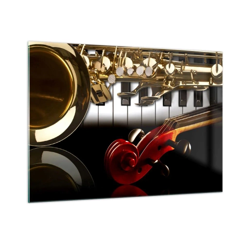 Quadro em vidro - Metal, madeira e marfim - 100x70 cm