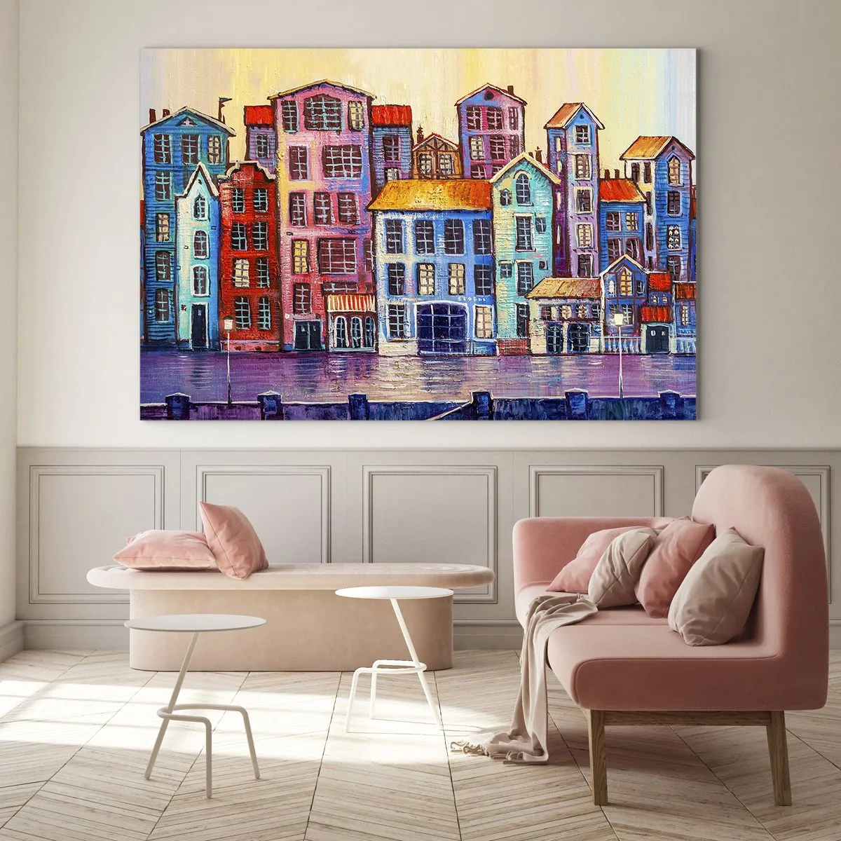Quadro em vidro - Uma cidade como de um conto de fadas - 120x80 cm