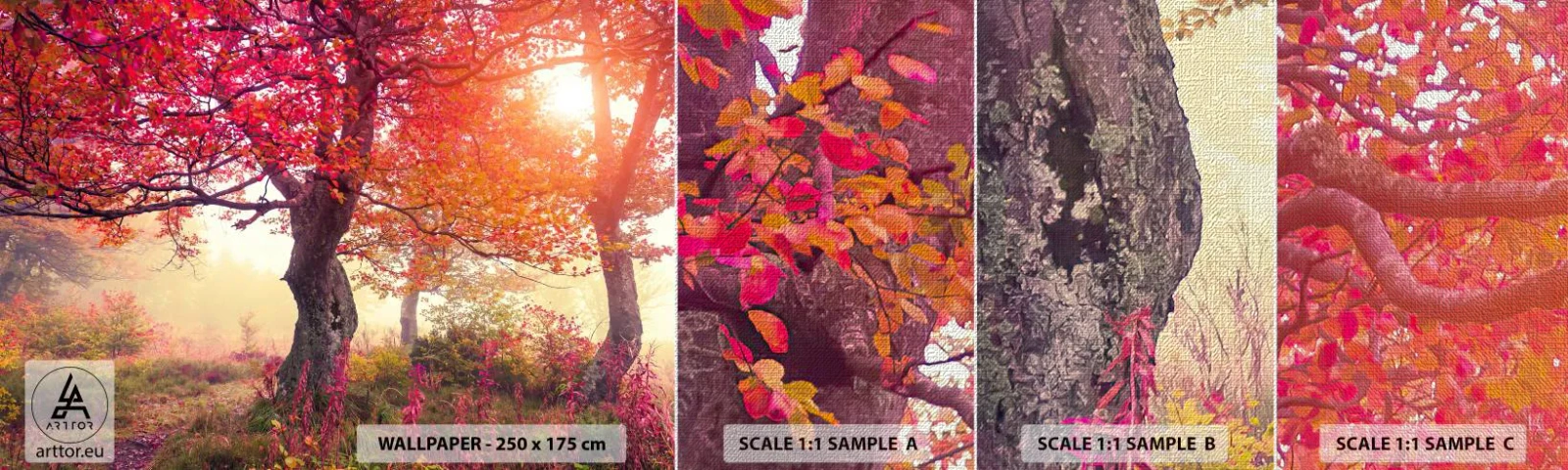 Amostra de papel de parede Premium Canvas - Um frenesi de florescimento - Paisagem, Parque, Flores - 100x30 cm
