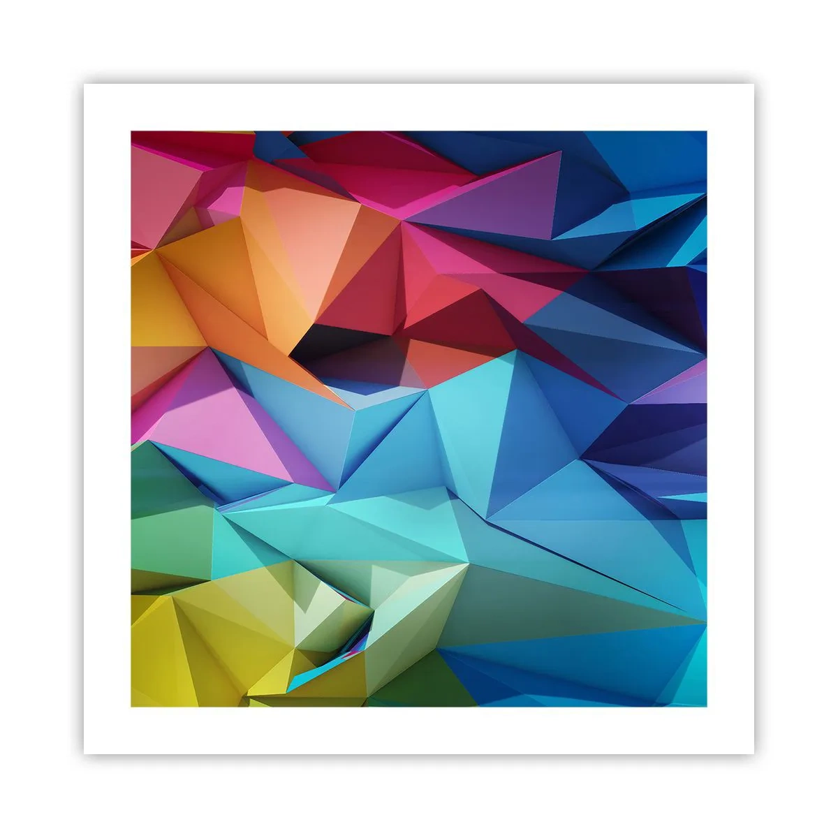 Pôster - Arco-íris de origami - 50x50 cm