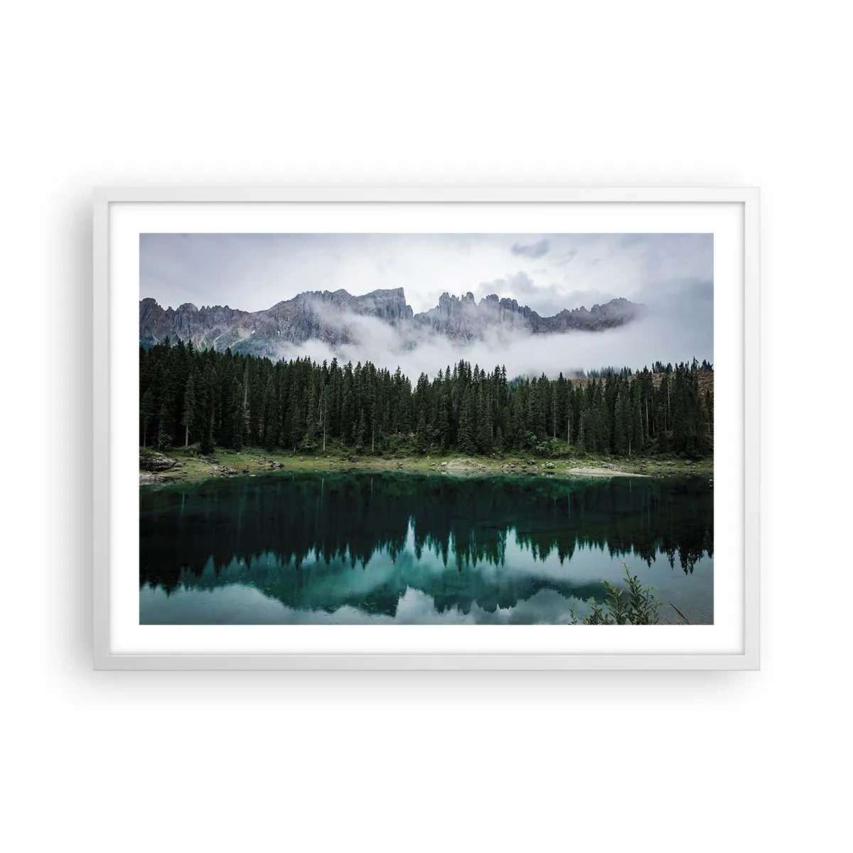 Pôster em moldura branca - Calma, silêncio, não vamos acordar a água... - 70x50 cm