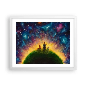 Pôster em moldura branca - Amor e amizade - o mundo inteiro - 50x40 cm