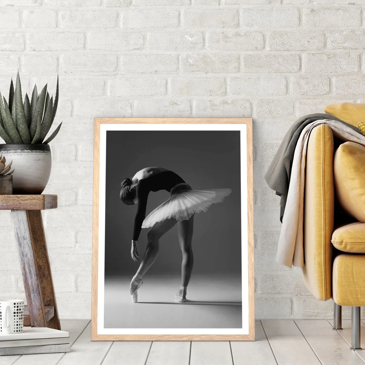 Pôster com moldura de carvalho claro - Bella balerina - 40x50 cm