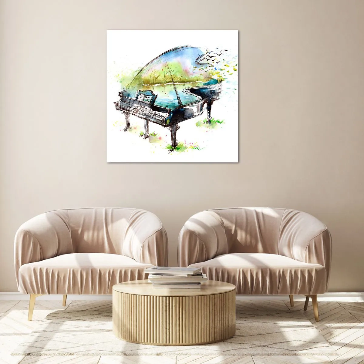 Quadro em vidro - Encantado pela música - 30x30 cm