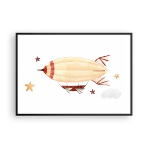 Pôster com moldura preta - Dirigível - 100x70 cm