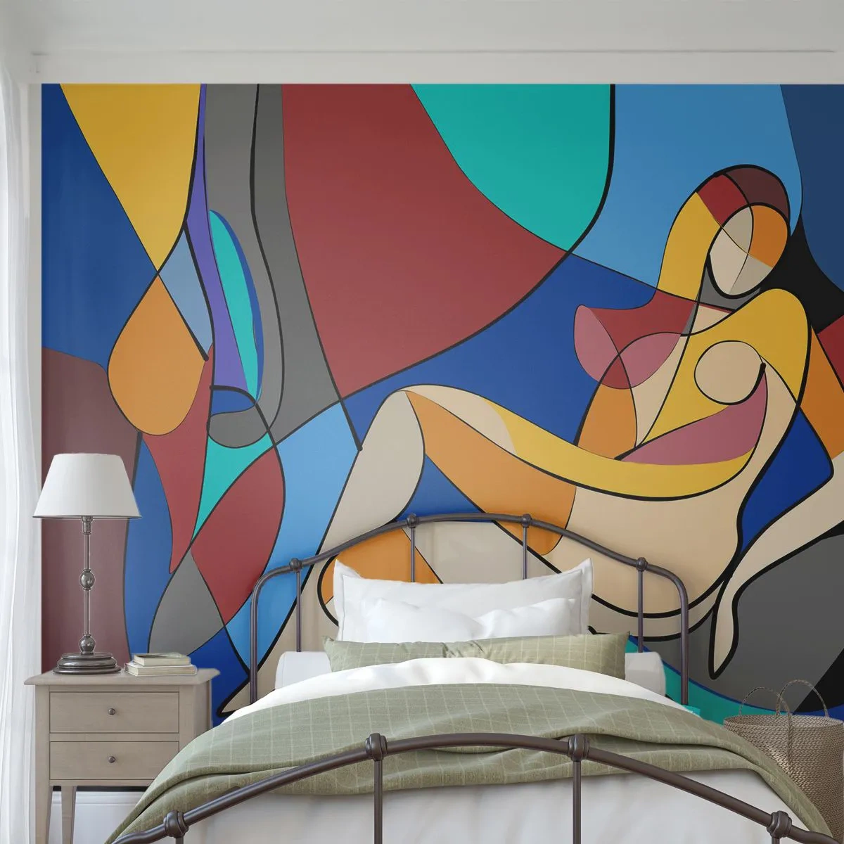 Papel de Parede Premium Sand - Acto cubista - Cubismo, Moderno, Mulher - 100x70 cm