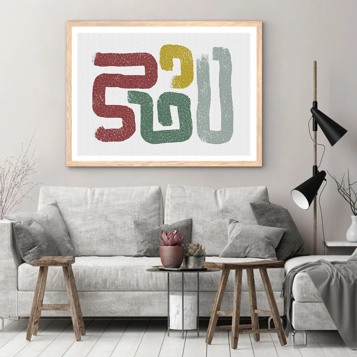 Pôster com moldura de carvalho claro - Em uma língua desconhecida - 100x70 cm