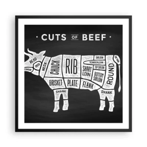 Pôster com moldura preta - Cartilha do talhante - 60x60 cm