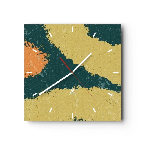 Relógio de parede - Relógio em vidro - Abstração – movimento lento - 30x30 cm
