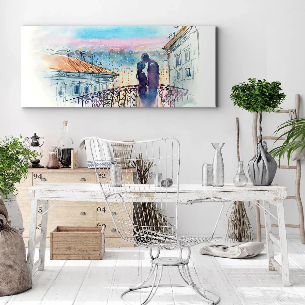 Quadro em tela - Amantes parisienses - 100x40 cm