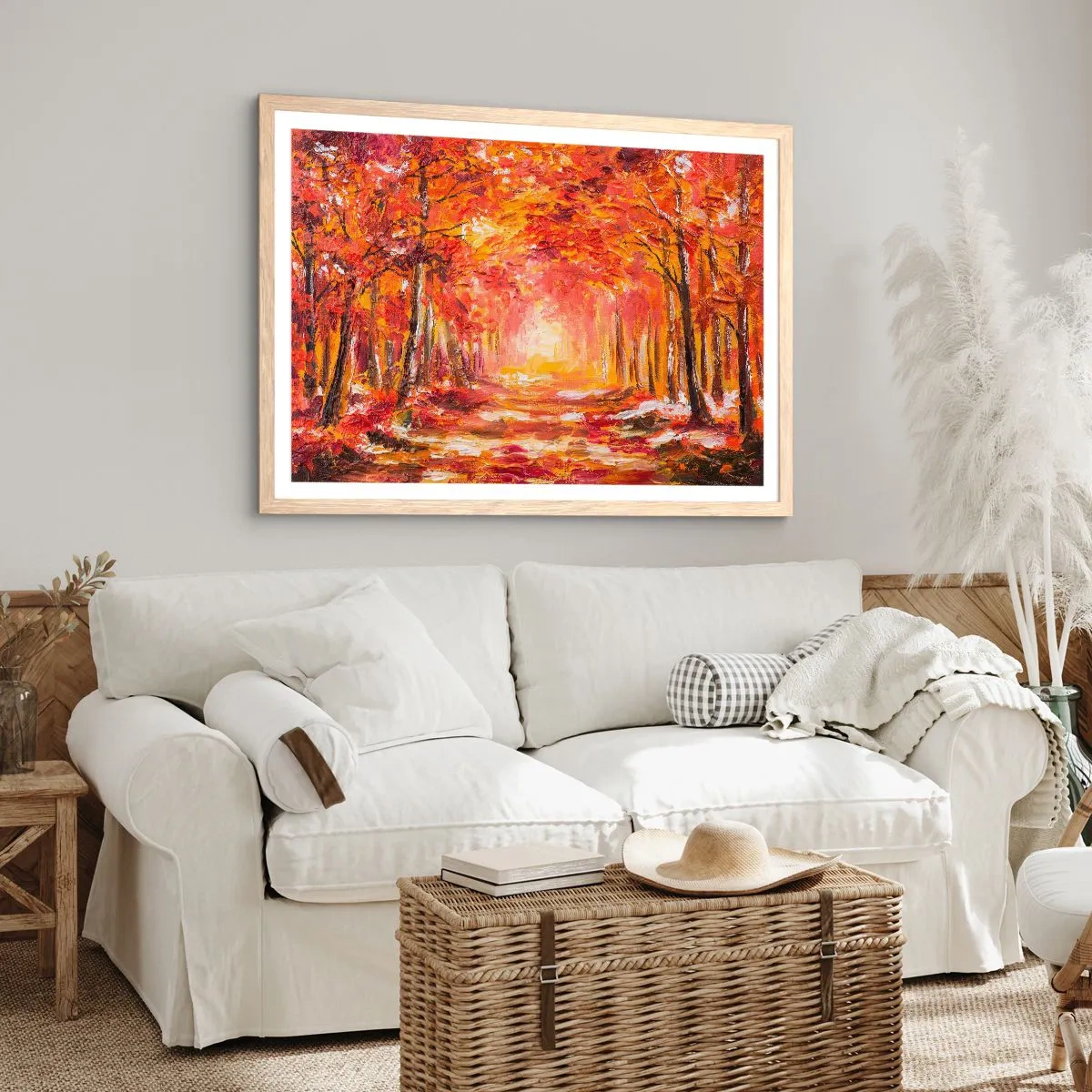Pôster com moldura de carvalho claro - Floresta de cobre - 91x61 cm