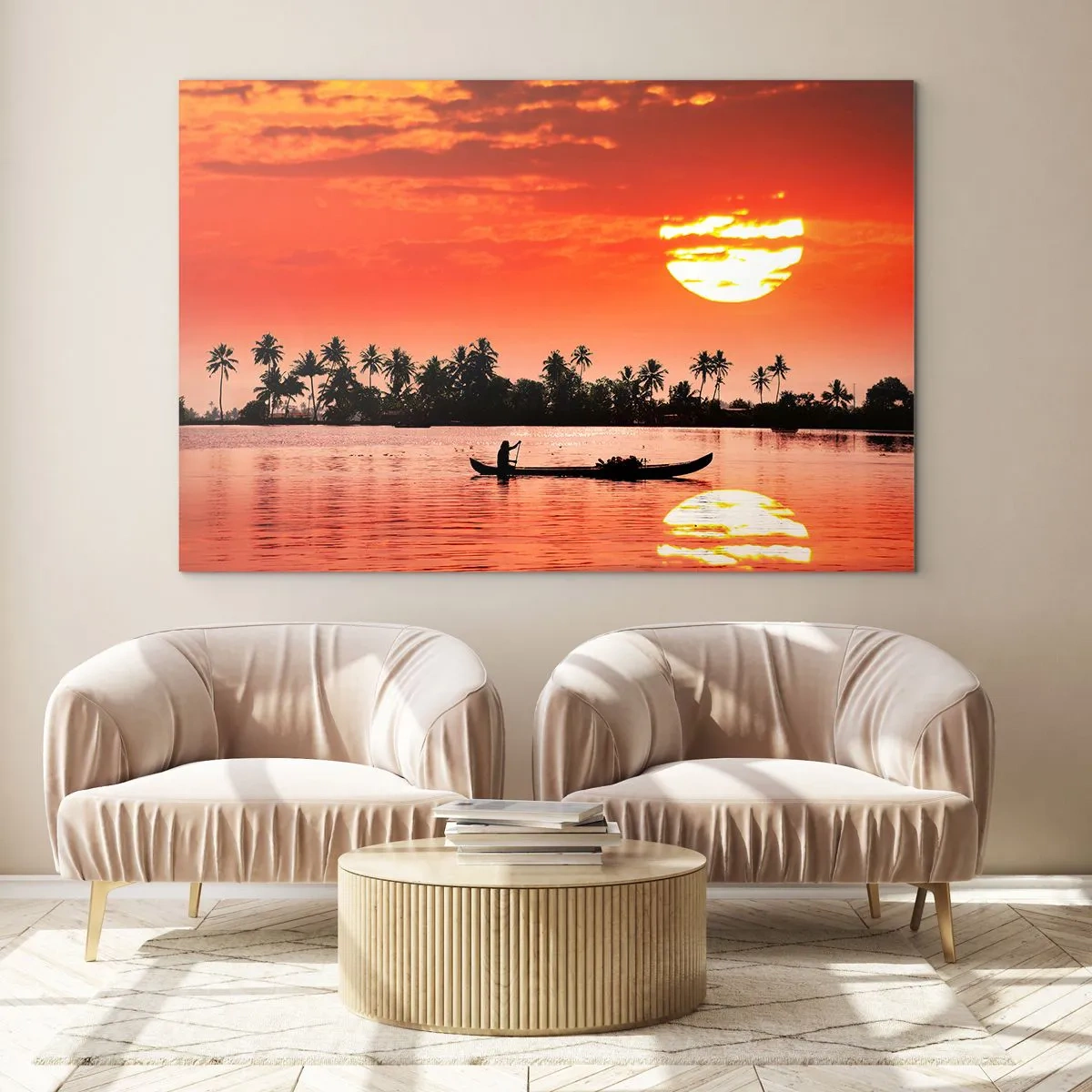 Quadro em vidro - A calma dos trópicos ao pôr do sol - 120x80 cm