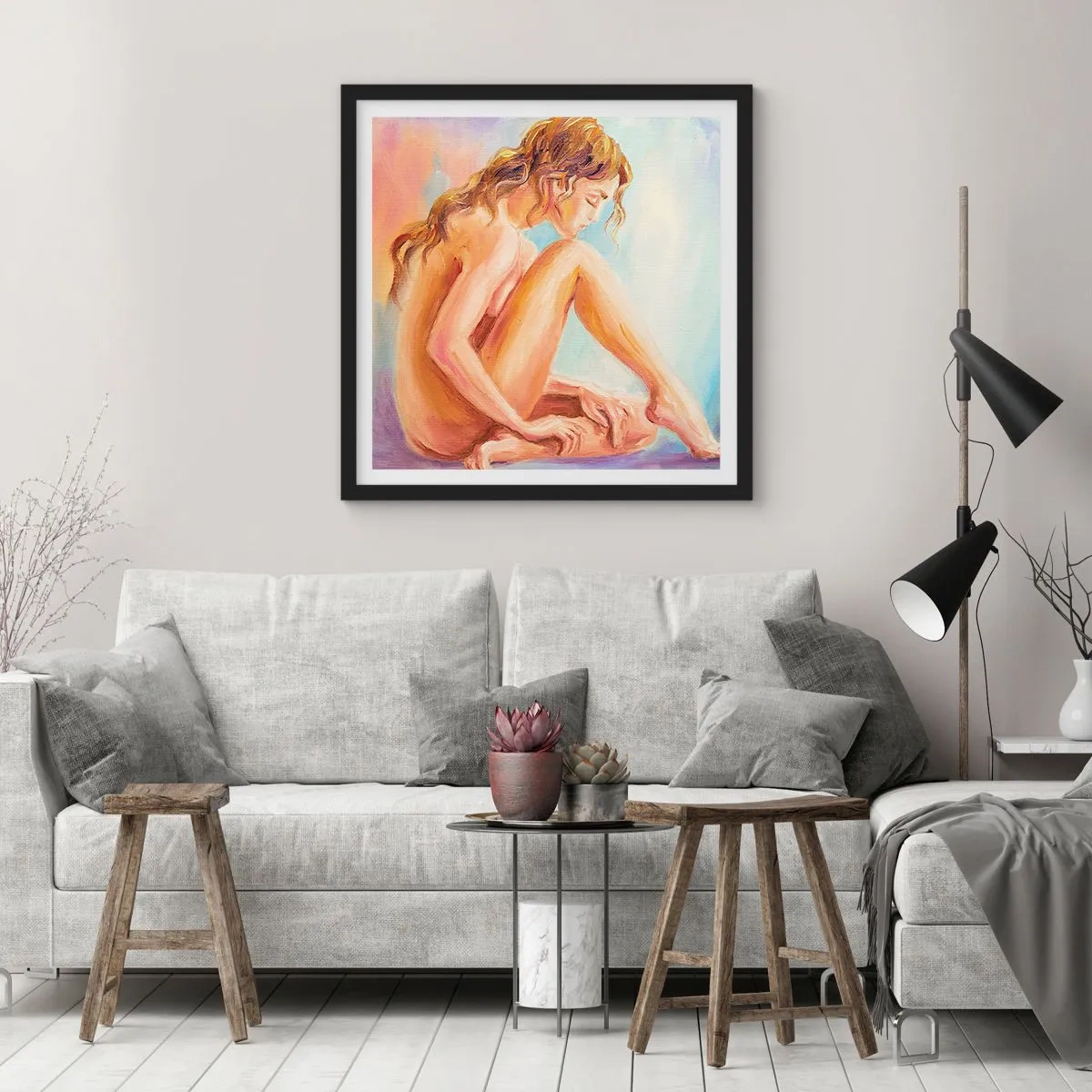 Pôster com moldura preta - Ato de juventude - 40x40 cm
