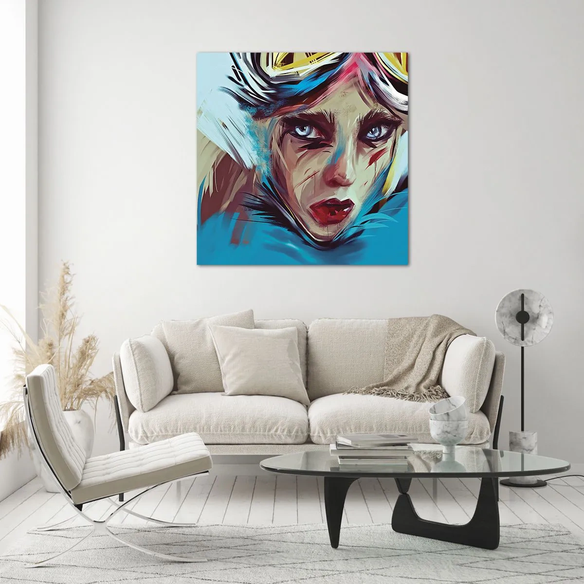 Quadro em vidro - A guerreira das estradas - 50x50 cm