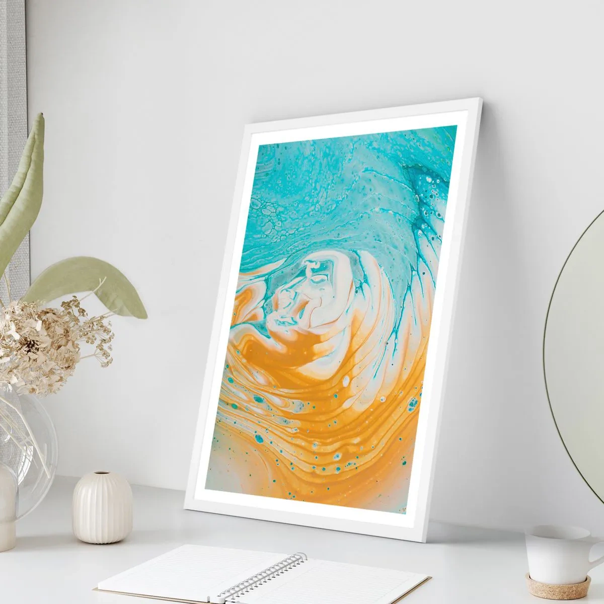 Pôster em moldura branca - Vórtice em pastel - 61x91 cm