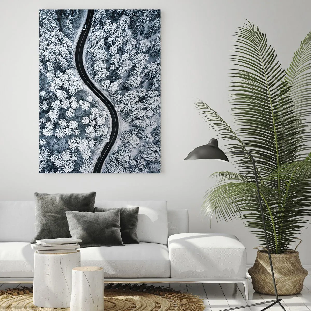 Quadro em vidro - Pelaa floresta no inverno - 70x100 cm