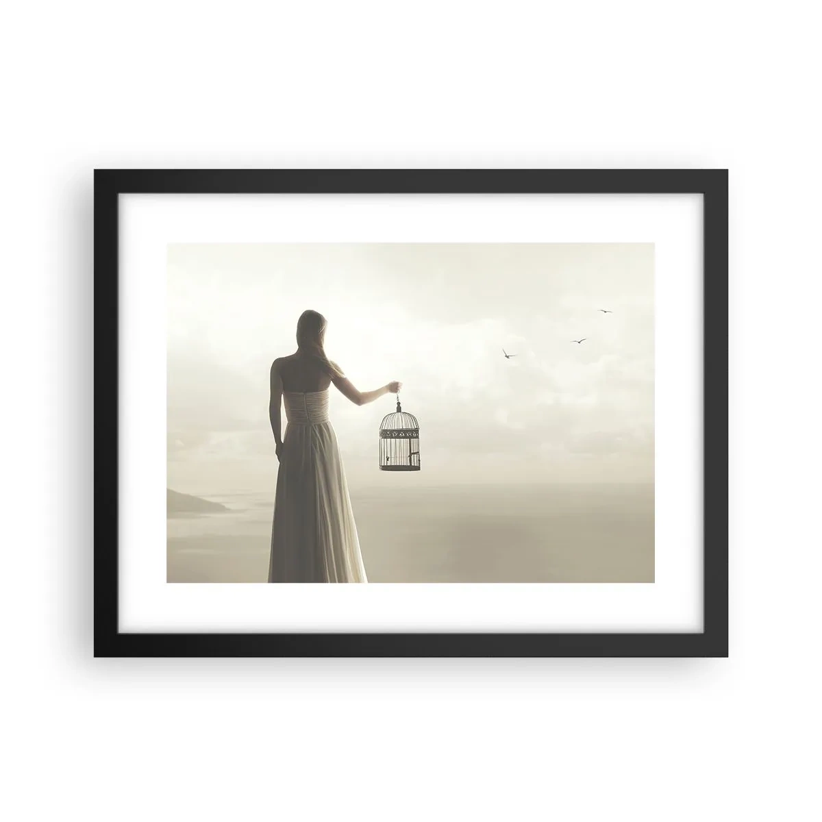 Pôster com moldura preta - Seja livre - 40x30 cm