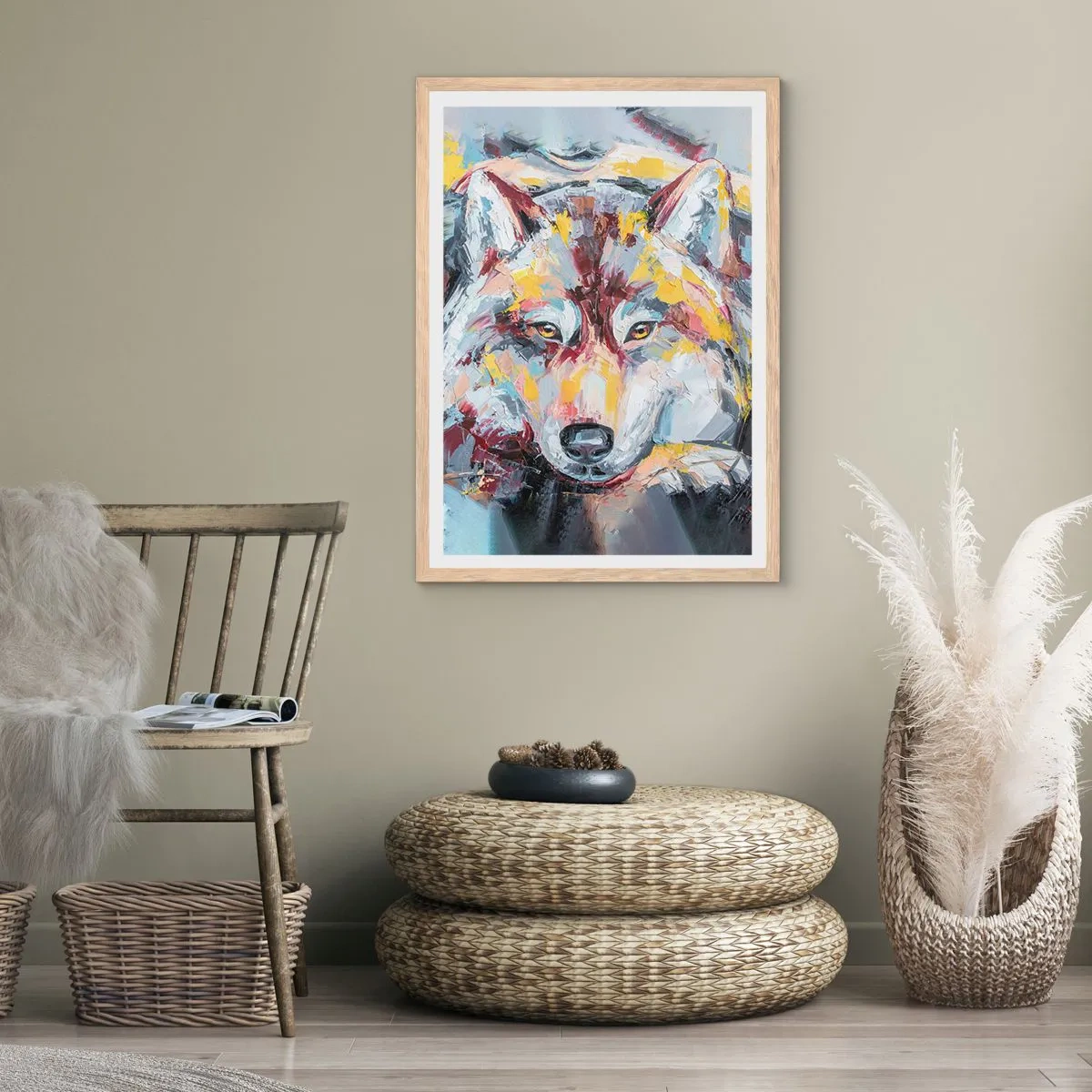 Pôster com moldura de carvalho claro - Paz entre entes queridos - 61x91 cm
