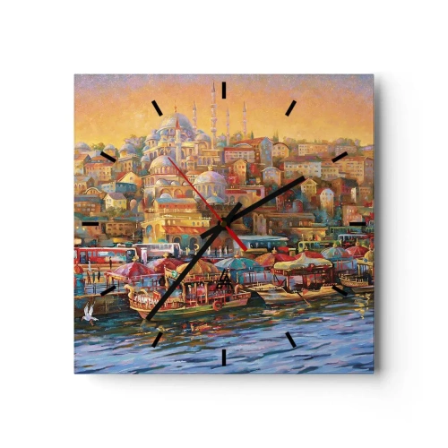 Relógio de parede - Relógio em vidro - Conto de Istambul - 40x40 cm