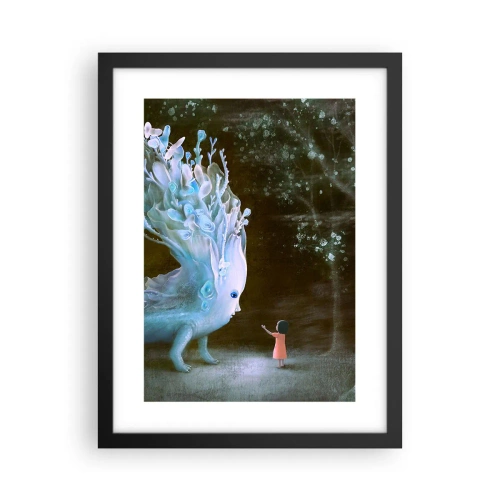 Pôster com moldura preta - Encontro fantástico - 30x40 cm