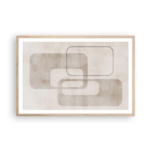 Pôster com moldura de carvalho claro - Argamassa geométrica - 91x61 cm