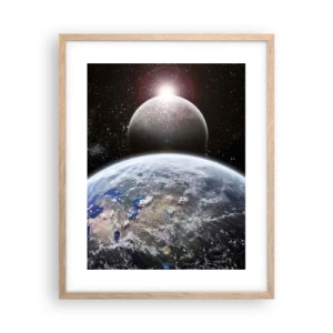 Pôster com moldura de carvalho claro - Paisagem espacial - o nascer do sol - 40x50 cm