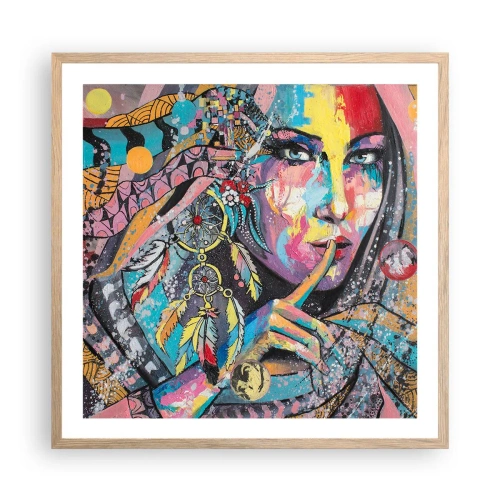 Pôster com moldura de carvalho claro - Fique em silêncio até compreender - 60x60 cm