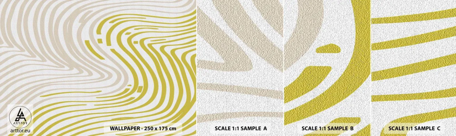 Amostra de papel de parede autocolante Deluxe Sticker - Uma composição com uma curvatura suave - Minimalismo, Pedaço, Brilhante - 100x30 cm