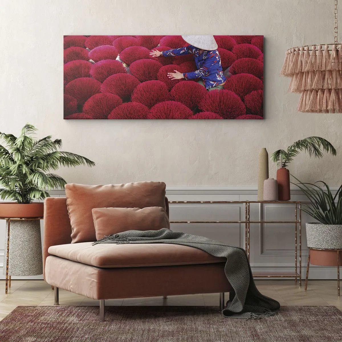 Quadro em tela - No campo de arroz - 100x40 cm