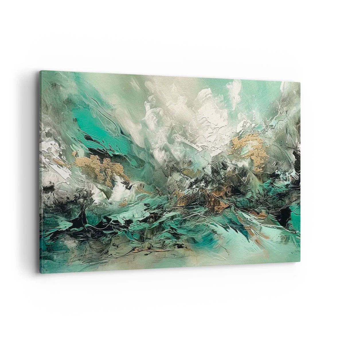 Quadro em tela - Surf esmeralda e preto - 100x70 cm
