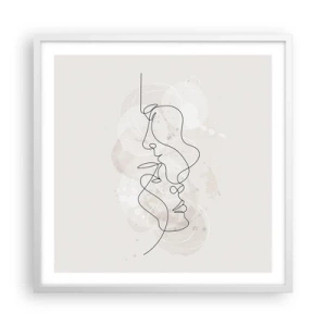 Pôster em moldura branca - Emaranhados num abraço - 60x60 cm
