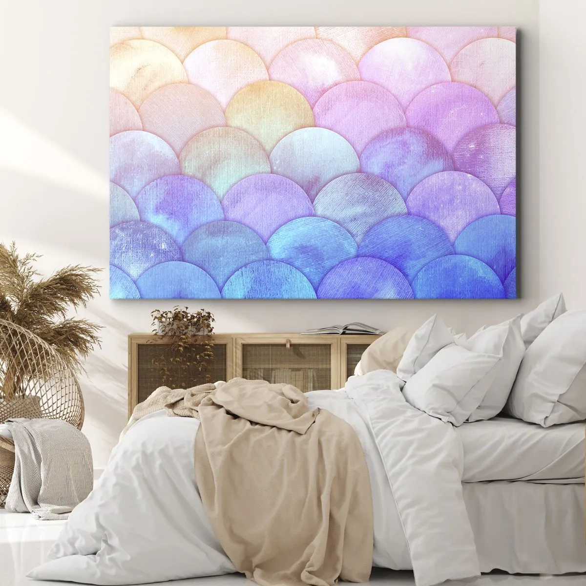 Quadro em tela - Escalas abstratas em tons pastéis - 70x50cm - Escala de pérola - Decoração de parede moderna para a sala de estar e quarto ARTTOR