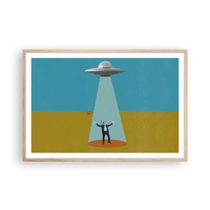 Pôster com moldura de carvalho claro - Encontro próximo - 91x61 cm