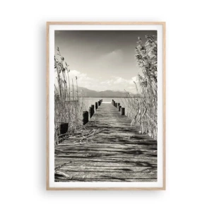 Pôster com moldura de carvalho claro - No silêncio da relva - 70x100 cm