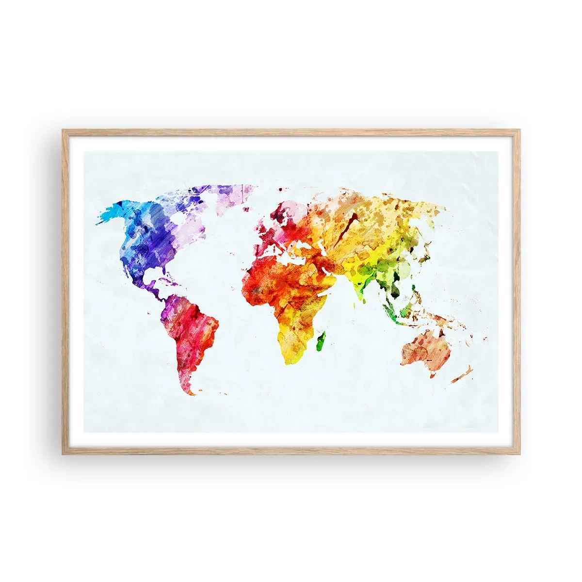 Pôster com moldura de carvalho claro - Todas as cores do mundo - 100x70 cm