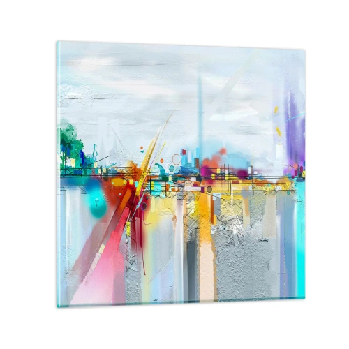 Quadro em vidro - Ponte da alegria sobre o rio da vida - 30x30 cm