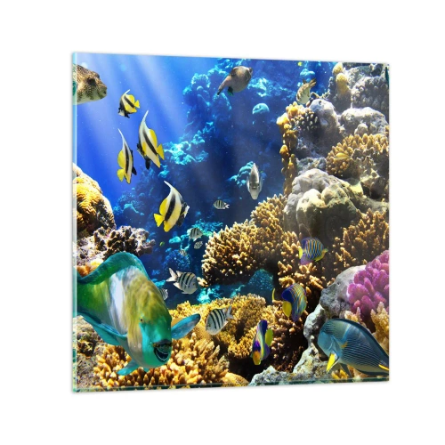 Quadro em vidro - Tráfego intenso no percurso de férias - 50x50 cm