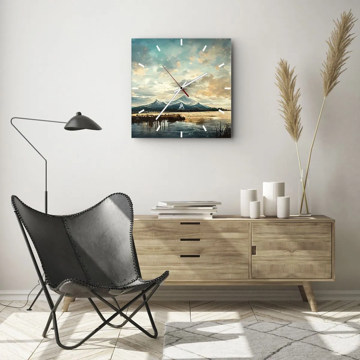 Relógio de parede - Relógio em vidro - Sob a proteção do céu - 30x30 cm