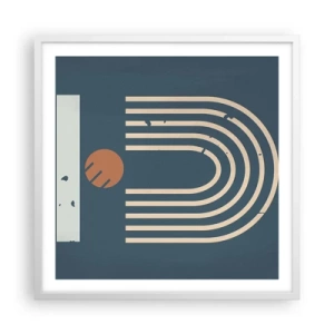 Pôster em moldura branca - Geometria em azul marinho - 60x60 cm
