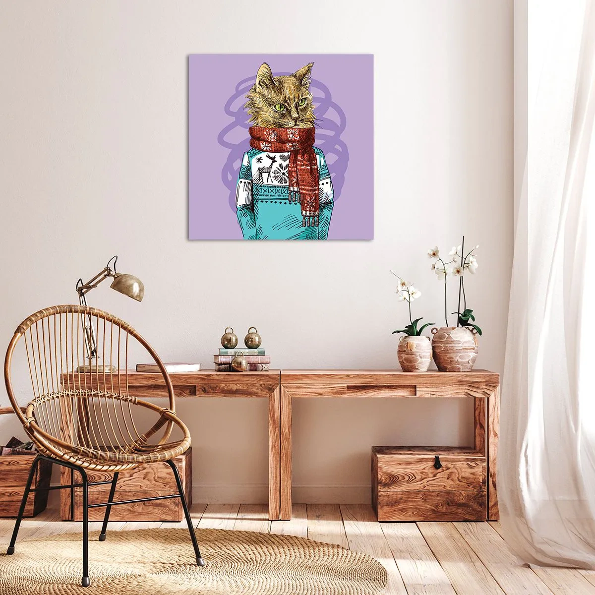 Quadro em tela - Gato não só de botas - 60x60 cm