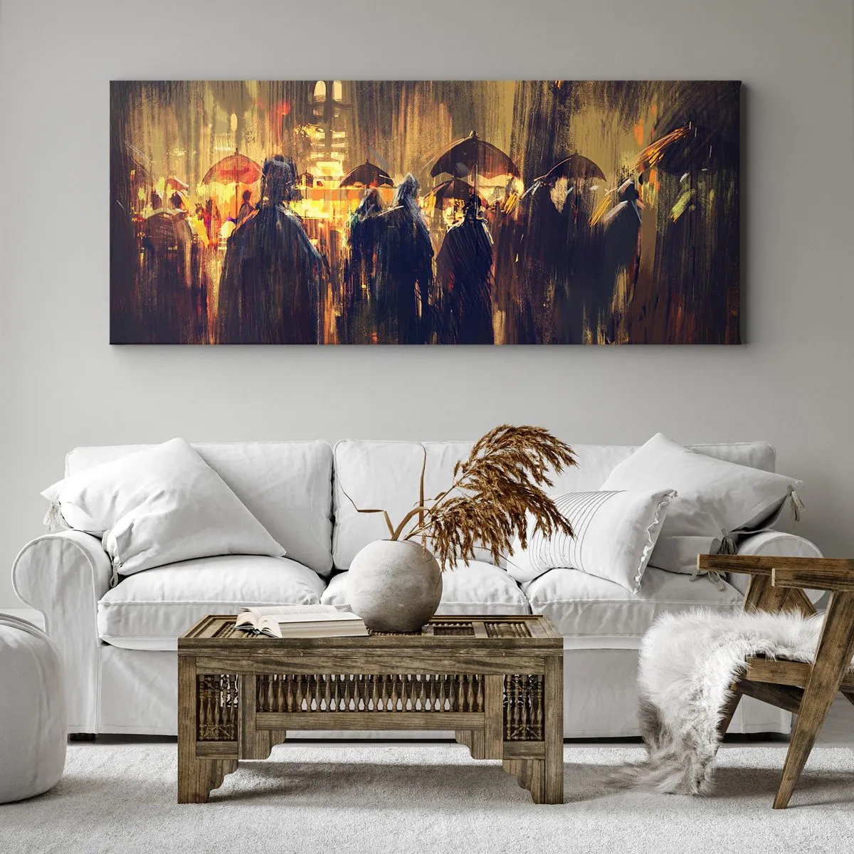 Quadro em tela - Os seguidores da chuva - 100x40 cm